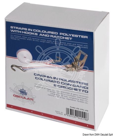 Osculati Coloured polyester strap with hook 38 mm 515 cm