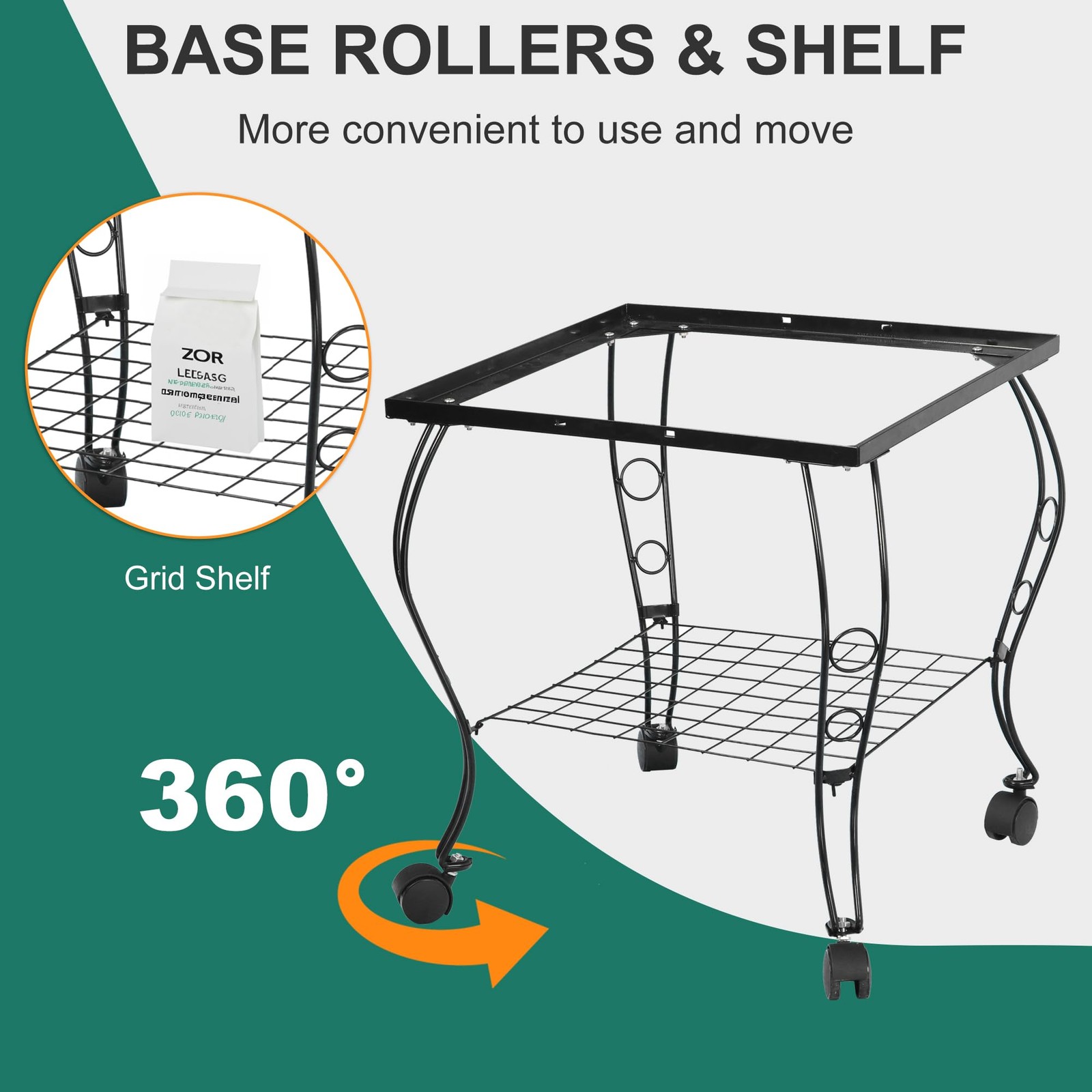 63.5 Inch Open-Top Wrought Iron Bird Cage with Slide-Out Tray and Rolling Stand