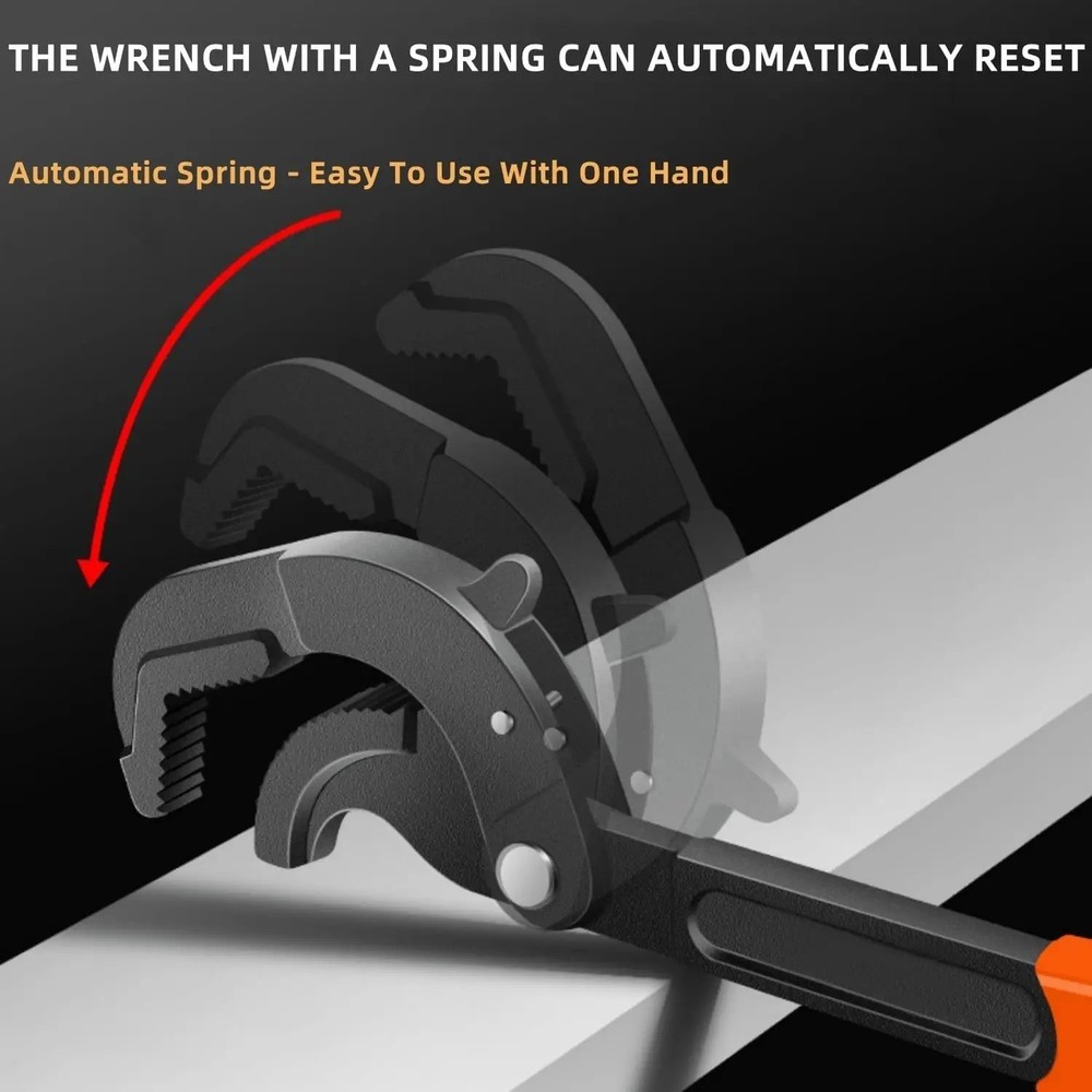 2PC Self-Adjusting Pipe Wrench Set – Quick Grip Universal Spanner