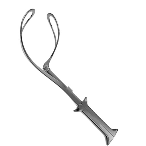 Barton Obstetrical Forceps, 14", Angled, Blunt Hinged Blade, Premium