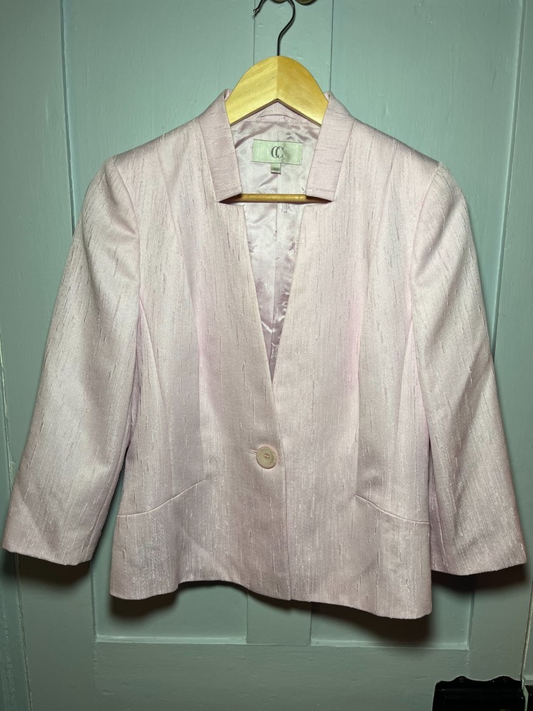 CC Womens Elegant Pale Pink Lined Jacket Size 10