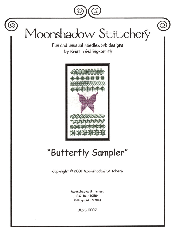 Butterfly Sampler Embroidery  Pattern MSS 0007 by Moonshadow Stitchery