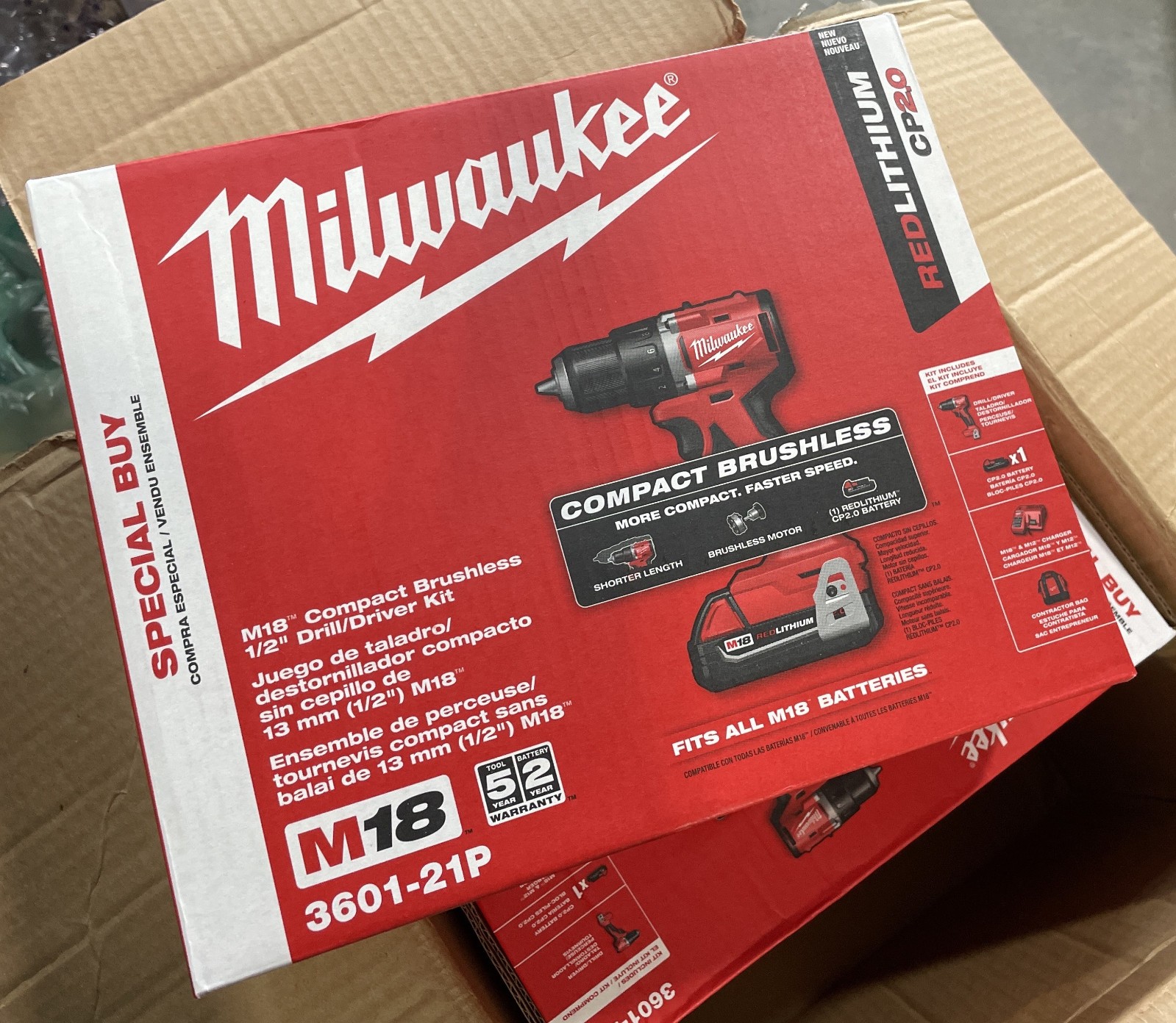 Milwaukee 3601-21P M18 Compact Brushless 1/2" Drill/Driver Kit - 1pcs