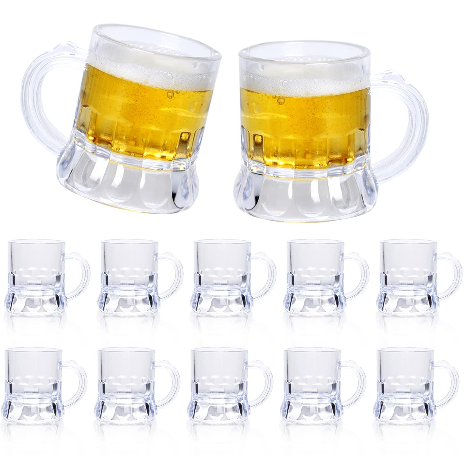 12 Pack 1oz Mini Beer Mugs Shot Glasses with Handles for Drinks Festival BBQ