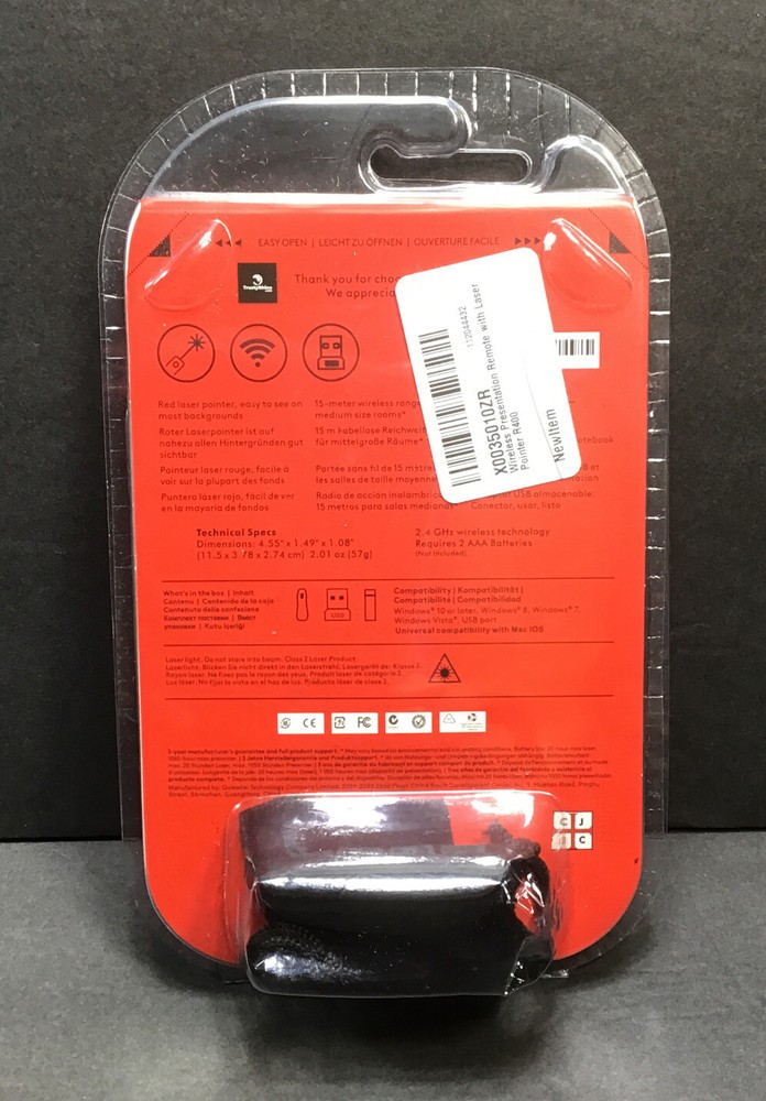 Wireless Office Presentation Remote Clicker with Laser Pointer - 2.4 Ghz USB Pr