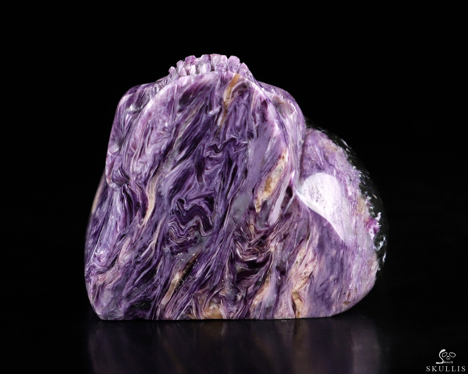 Gemstone 2.2" Russian Charoite Hand Carved Crystal Skull Fine Art Sculpture