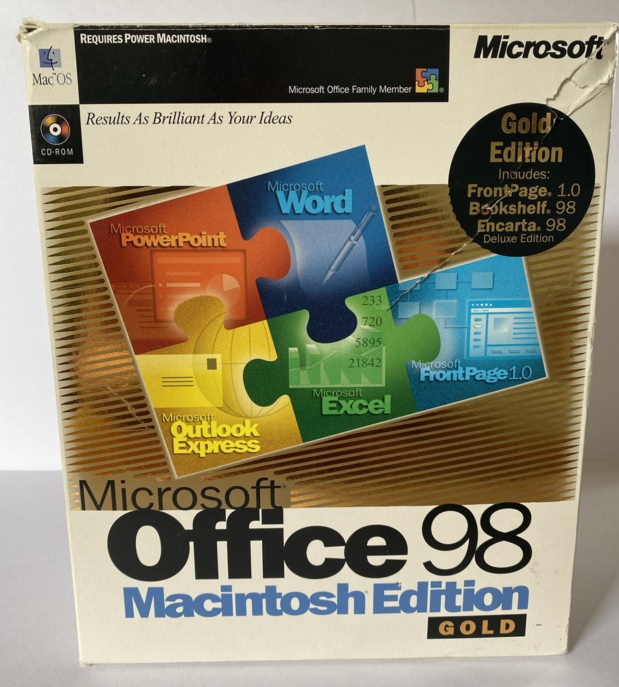 Microsoft Office 98 Gold Macintosh Edition Complete retail box
