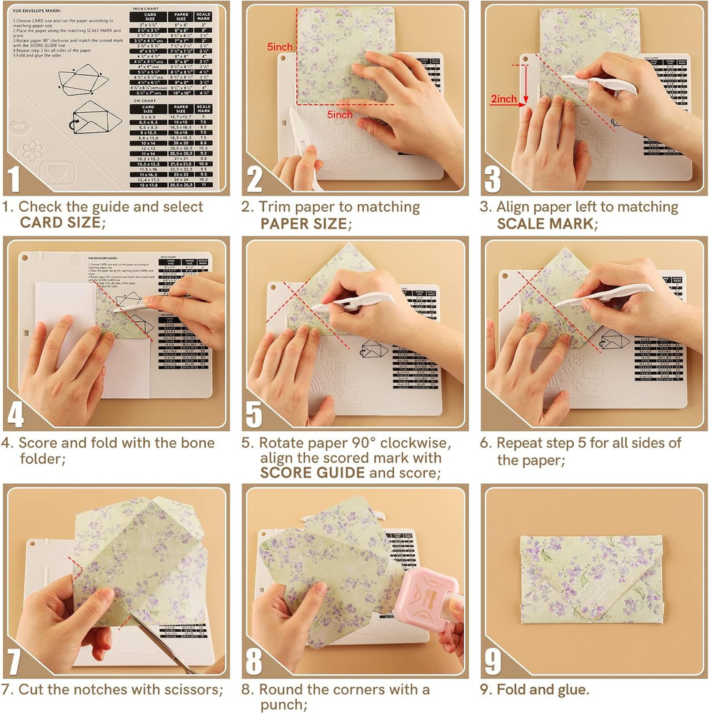 6.4"X 8.5" Mini Score Board Multi-Purpose Scoring Board Envelope Maker with Bone