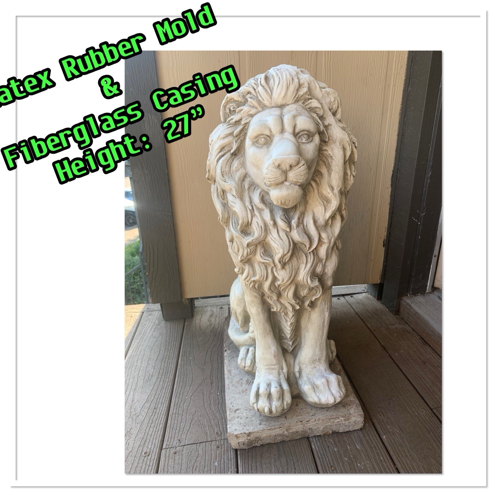 LATEX RUBBER MOLD + Fiberglass casing Large Lion H. 27” YKM-5084A Made In USA