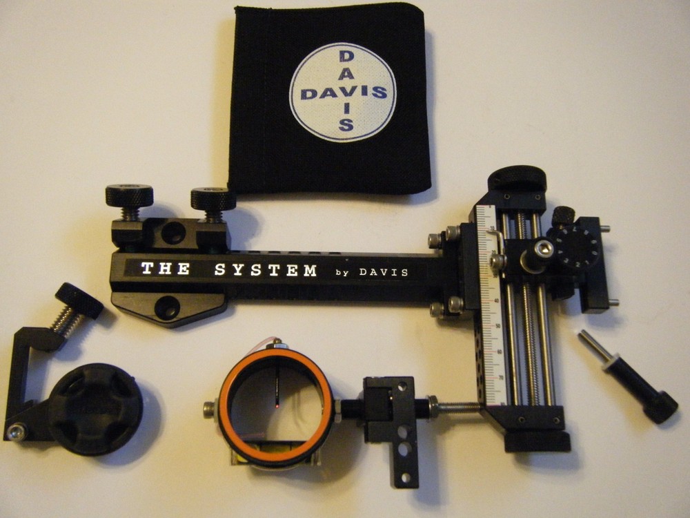 4" DAVIS TARGET SIGHT- Double knob-5.75 -black/black knobs-scope .019 green,,