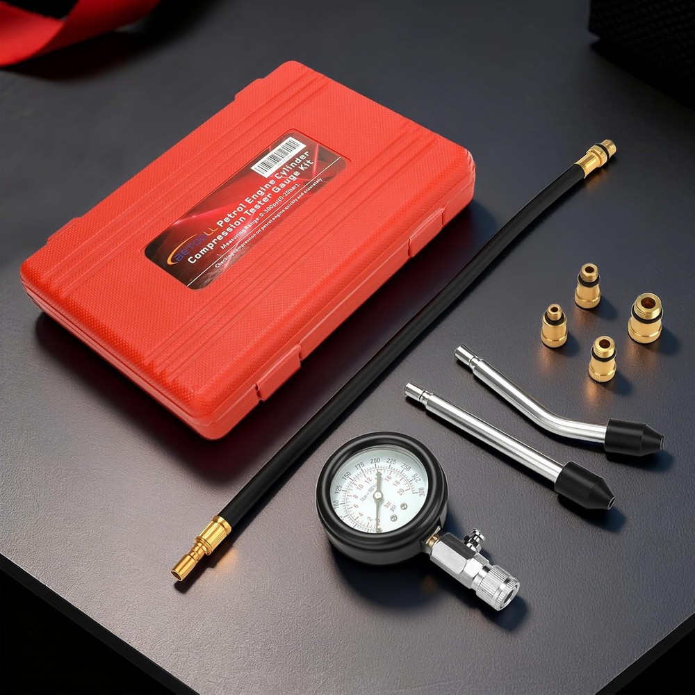 HW0130 8pcs Petrol Engine Compression Tester Kit - Accurate Diagnostics Tool