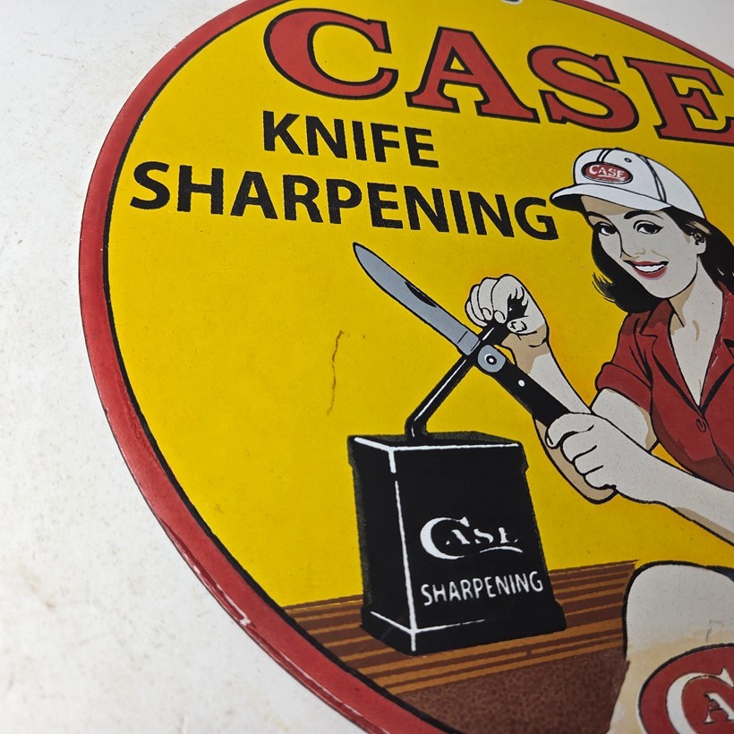 Vintage Case xx Knives Sign - Porcelain Service Station Store Advertisement Sign