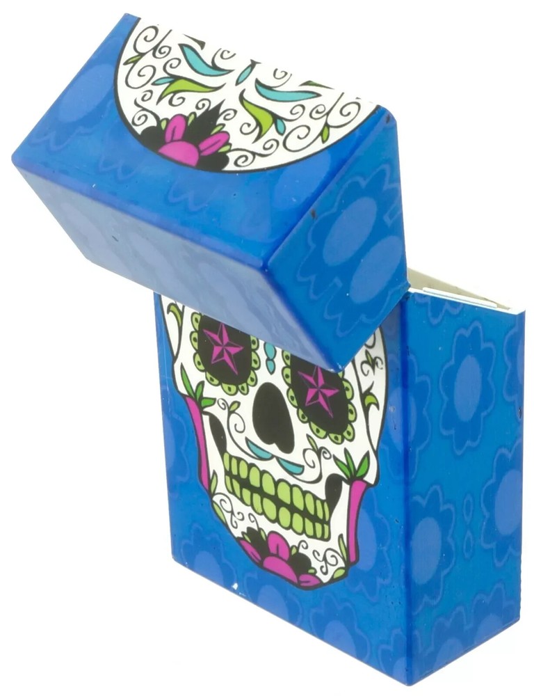 3pcs King Size Push-to-Open Plastic Cigarette Case Candy Skull Design