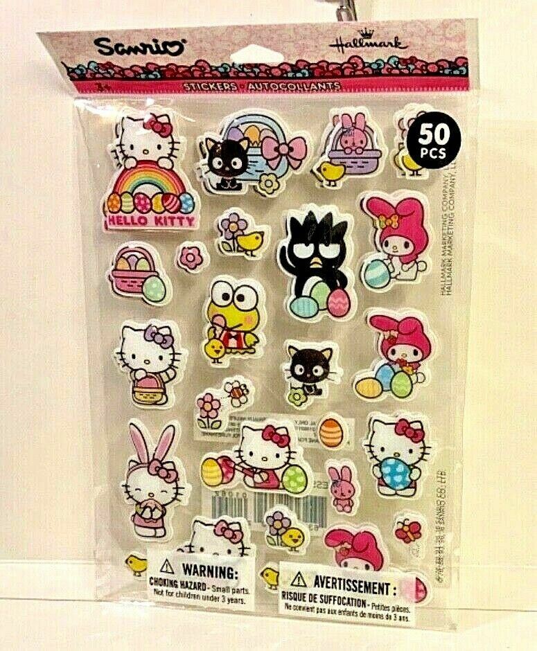 Hallmark Sanrio Hello Kitty Easter Puffy Sticker Set 50pc NIP