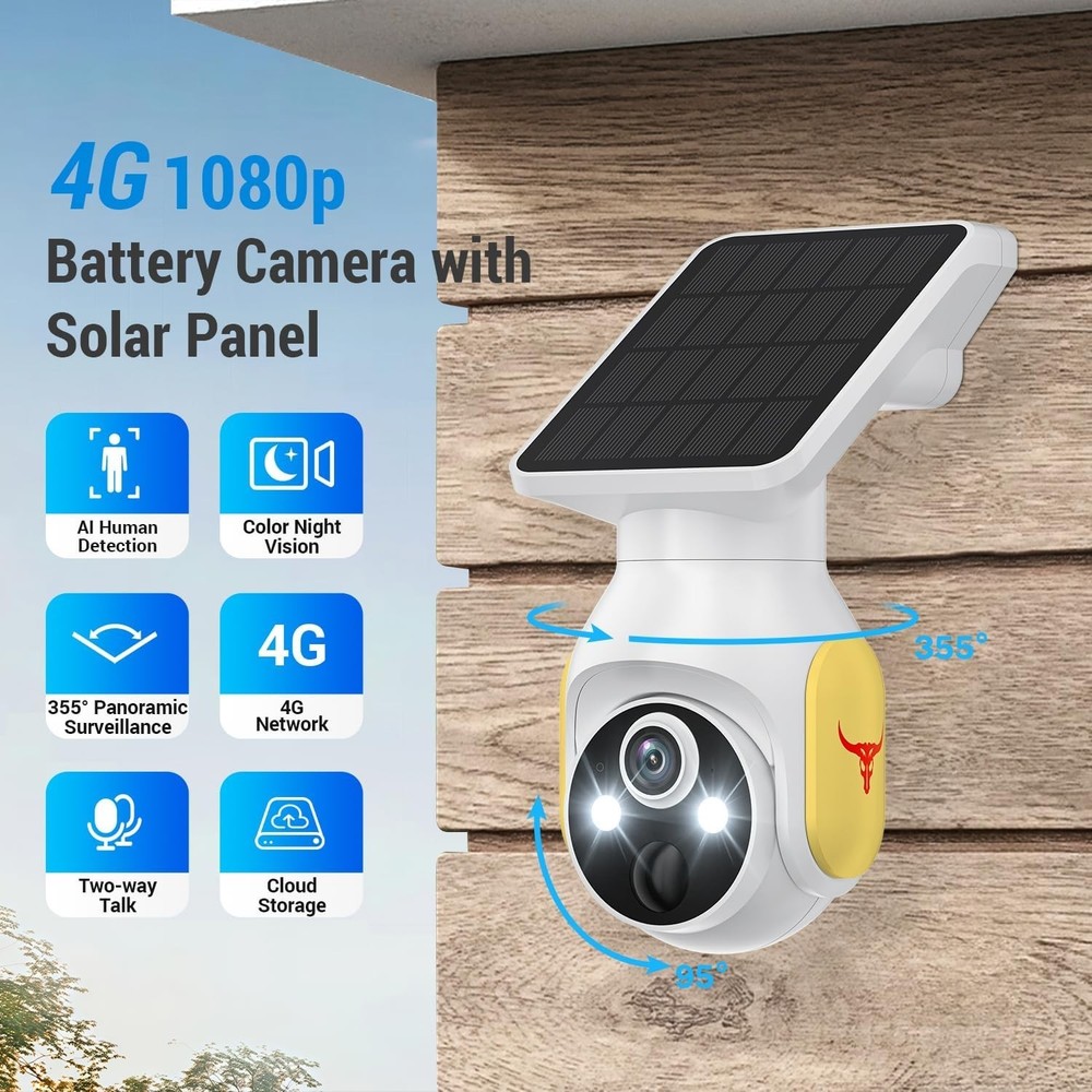 1080P Security Camera Wireless Solar Panel, Smart AI Human Detection,2-Way Audio