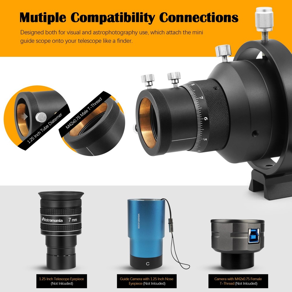 Guide Scope 60mm FMC Compact Finder Guide Scope Kit with Double Helical Focus...