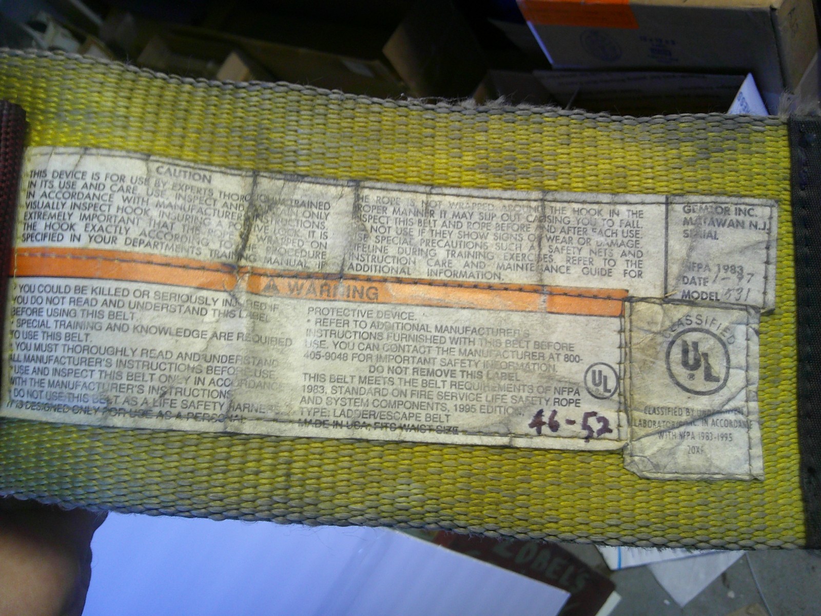 Gemtor Fire Rescue Belt 531 size 46-52 Harness, Ladder Belt, Safety Belt