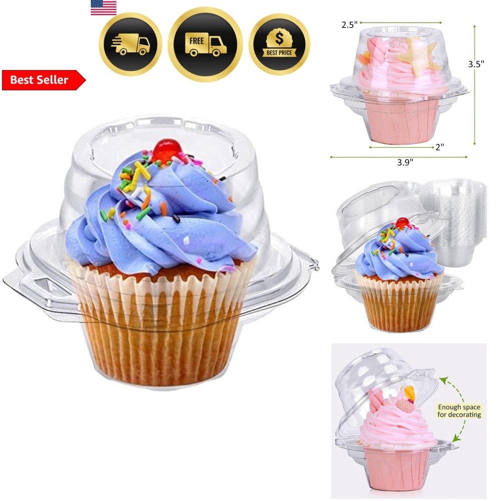 Cupcake Boxes Individual Cupcake Containers, 50 Packs Regular Single Cupcake ...