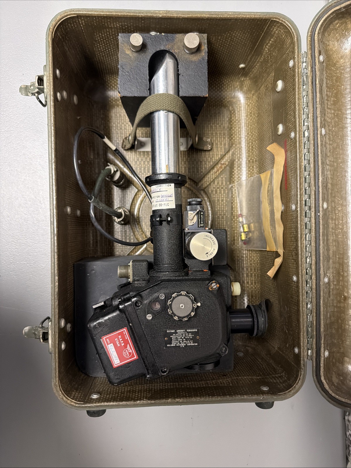 Antique Military Issue Kollsman Aircraft Periscopic Periscope Sextant & Case #03