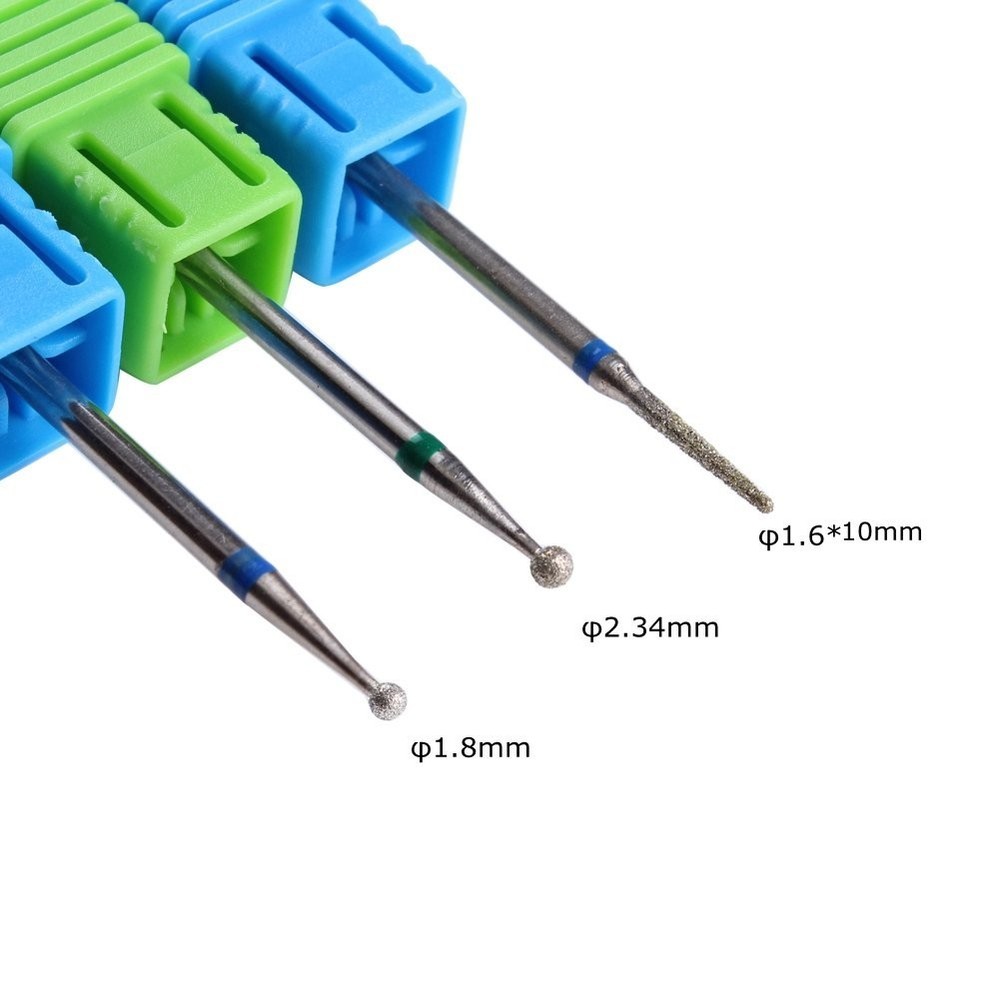 3PCS Precision Nail Drill Bits - Diamond Ball & Needle Shapes for Professionals