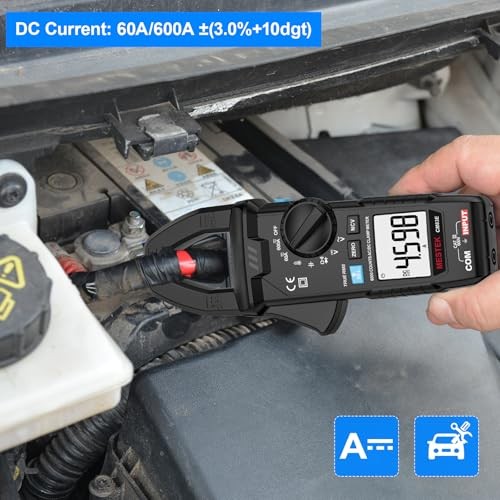 Clamp Meter, Digital Clamp Multimeter Voltage 600A AC DC Current Meter Black