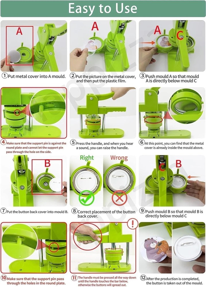 Beginner-Friendly 3 Inch Button Maker Kit - Includes Everything You Need for DIY