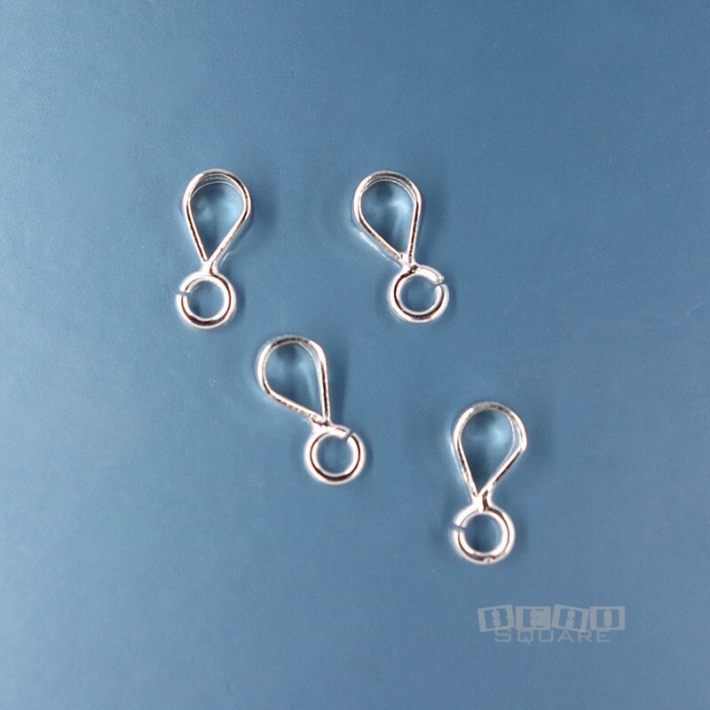 4 Solid Sterling Silver Smooth Pendant Bail Connectors w/Open Loop 10.6mm #33413