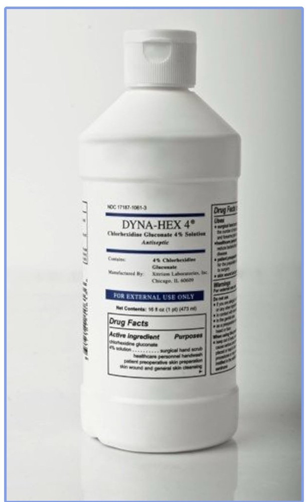 Dyna-Hex 4 16 oz. Chlorhexidine Gloueonate 4% Solution Antiseptic