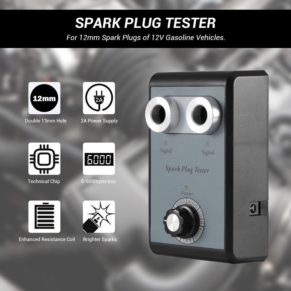 Car Spark Plug Tester Dual Hole Diagnostic Tool Gasoline Ignition Analyzer Test