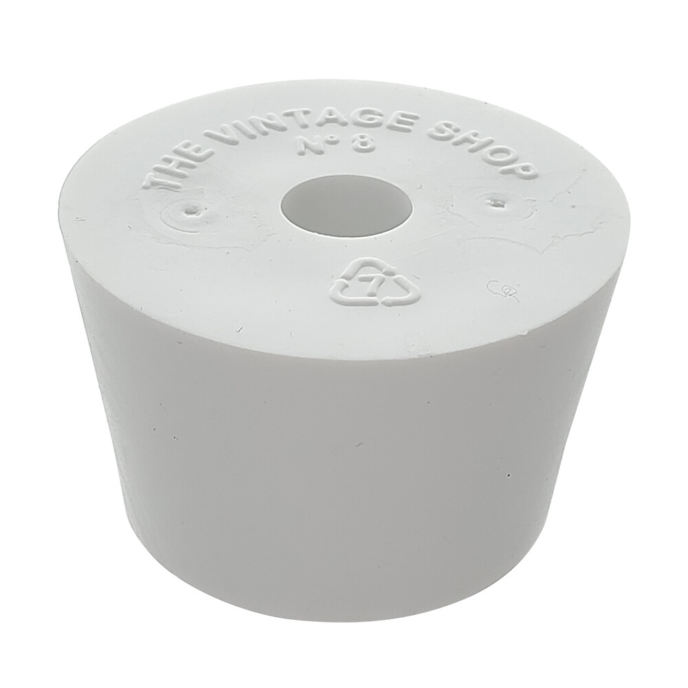 Rubber Stopper- Size 8- Drilled