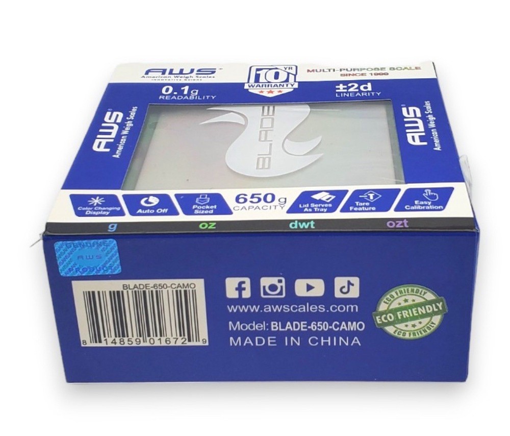 AWS Multi -Function Scale 650g 0.1g Digital Scale Blade-650-BLU