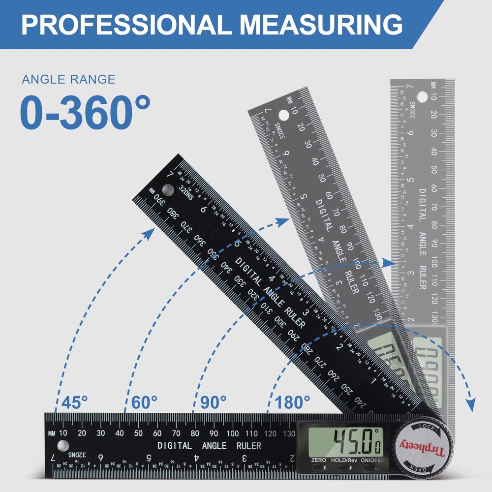 Tirpheety Digital Angle Finder Protractor, 3rd Generation Quick 7 inch, Black