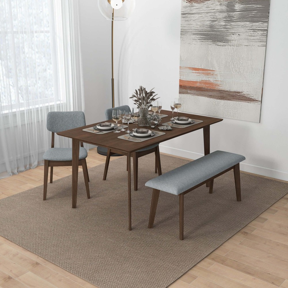 Fabric Upholstered Solid Wood Bench, Padded Storage Bench for Entryway