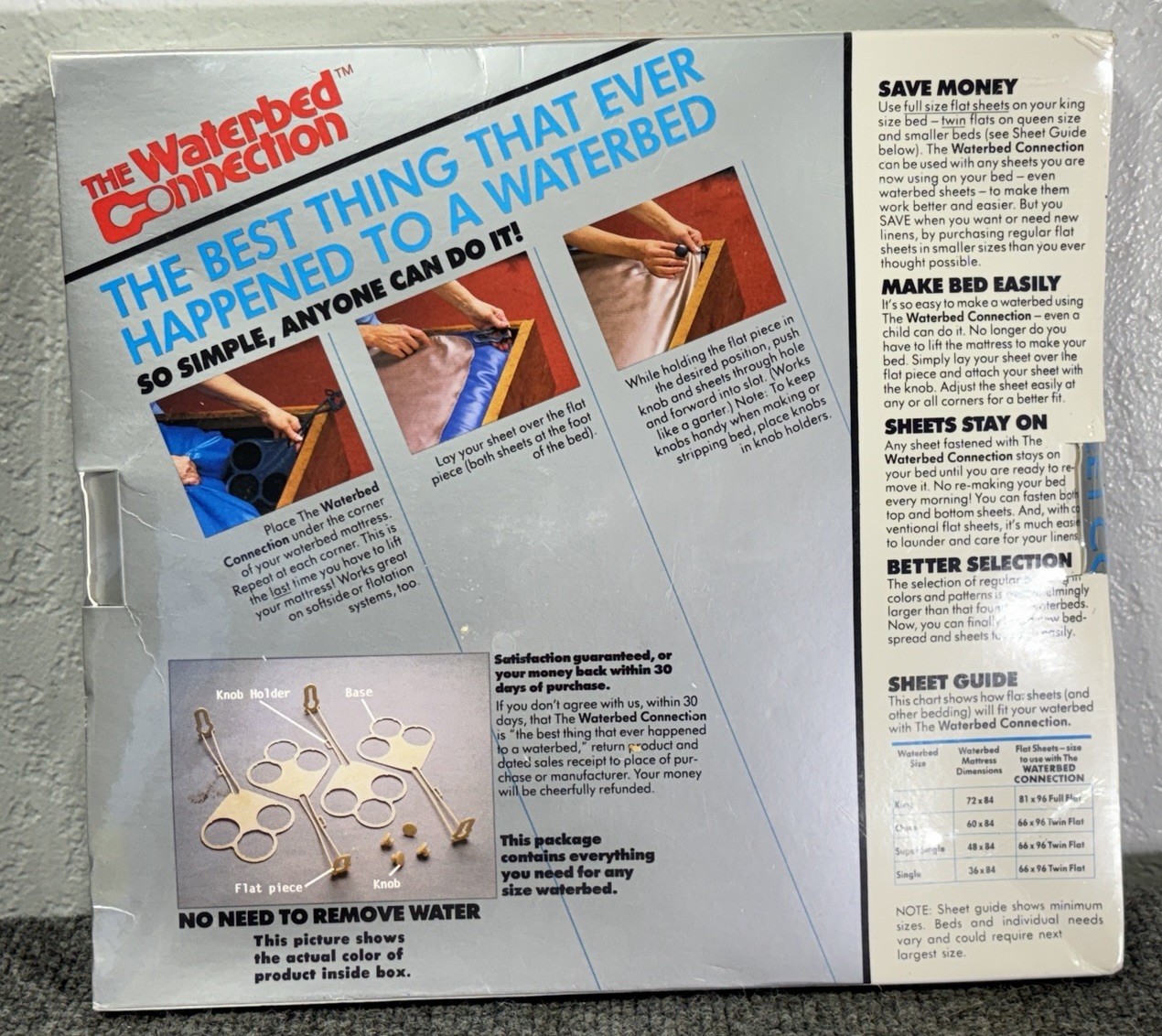 Vintage 80s Waterbed Flat Sheet Connectors THE WATERBED CONNECTION NOS NEW