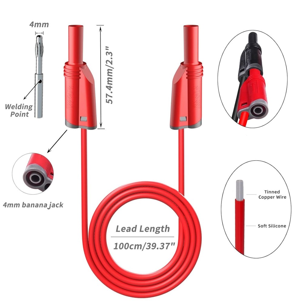 Durable Stackable Banana Plug Electrical Testing Kit with Versatile Accessories