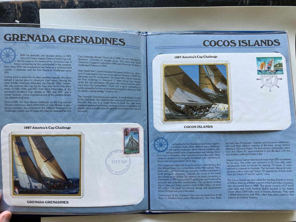 1987 America's Cup Challenge FDC First Day Covers Postal Stamp Panel - Nice!