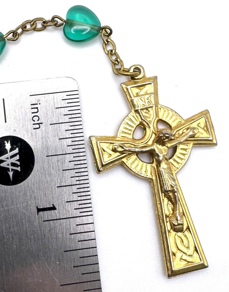 Emerald Heart Rosary St Patrick 22 in