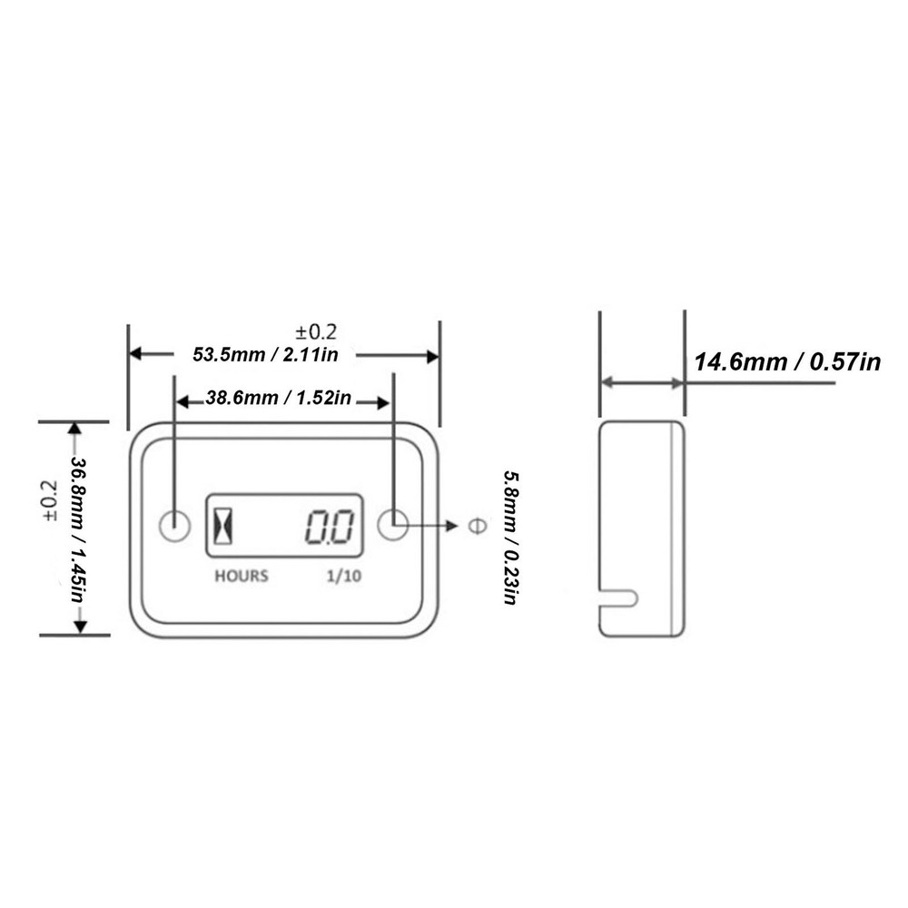 Digital Hour Meter High Accuracy LCD Display Mini Waterproof Engine