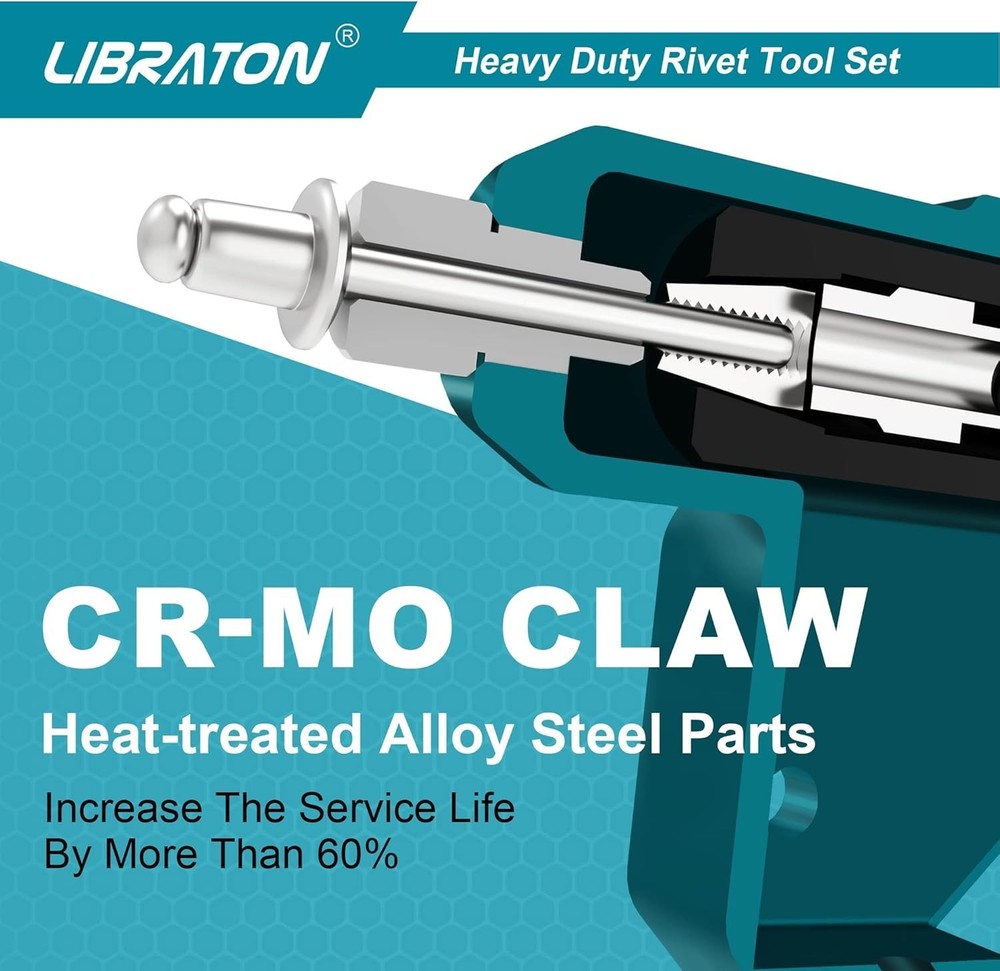 Compact Rivet Gun with Interchangeable Heads=