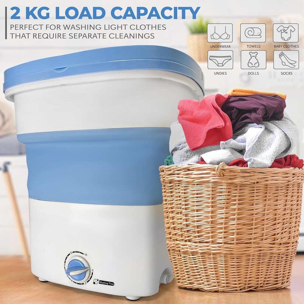 Pyle Pure Clean Foldable Mini Washing Machine – Portable & Lightweight