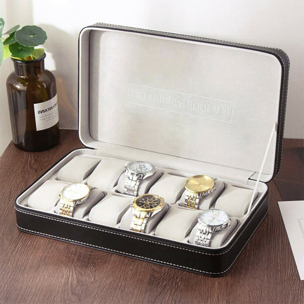 New Multiple Sizes Watch Display Case Storage Box Case | Leather Rounded Corner