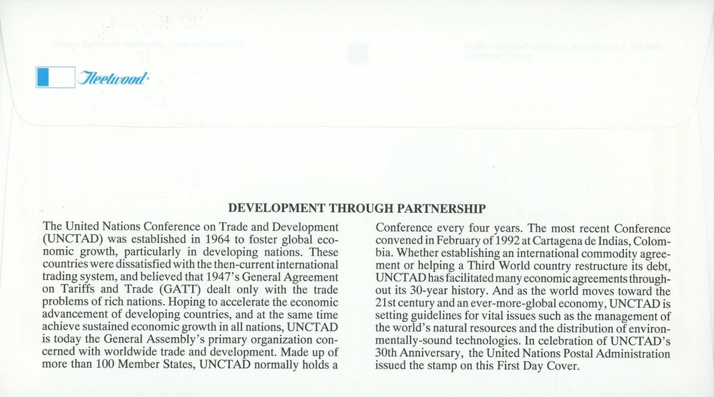 United Nations 653-654 FDC Development through Partnership MI4 Block