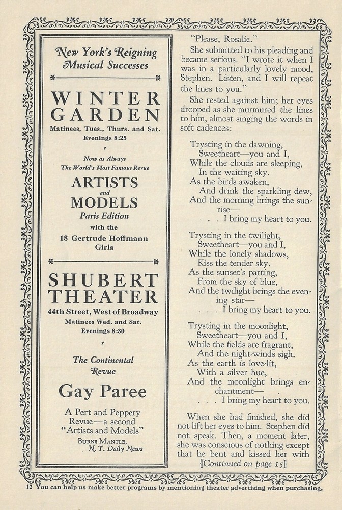 Guy Robertson "ROSE MARIE" Otto Harbach / Oscar Hammerstein 1925 Program