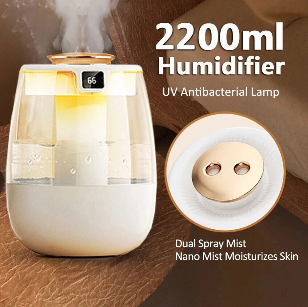 Humidifiers Ultrasonic Warm &Cool Mist LED Humidifier Top Fill for Bedroom 1.35L