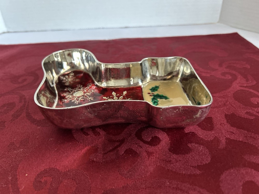 GODINGER SILVER PLATED STOCKING CANDY/ TRINKET DISH CHRISTMAS 6 IN