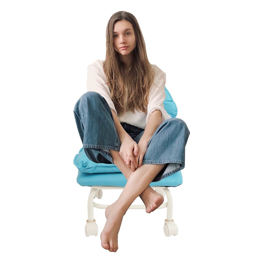 Minimalist Style Rolling Stool W/ Back Rest Sponge Heavy Duty Rolling Stool