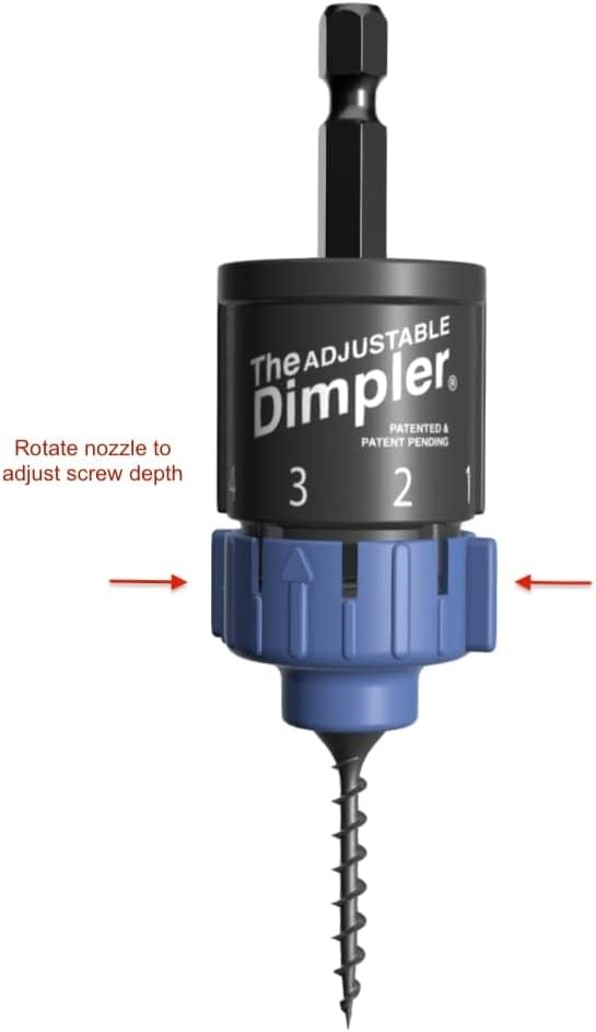 Adjustable DIMPLER ® - Drywall Bit & Screw Gun Attachment, Converts Drill into