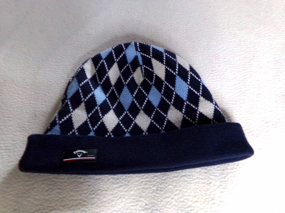 Callaway Golf Knit Hat Blue Argyle Pattern with Logo