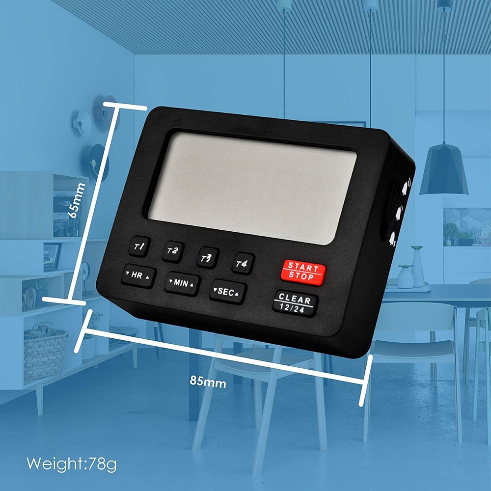 Runleader Digital Kitchen Timer with 4 Tracking Channels,Count-Down&Stopwatch