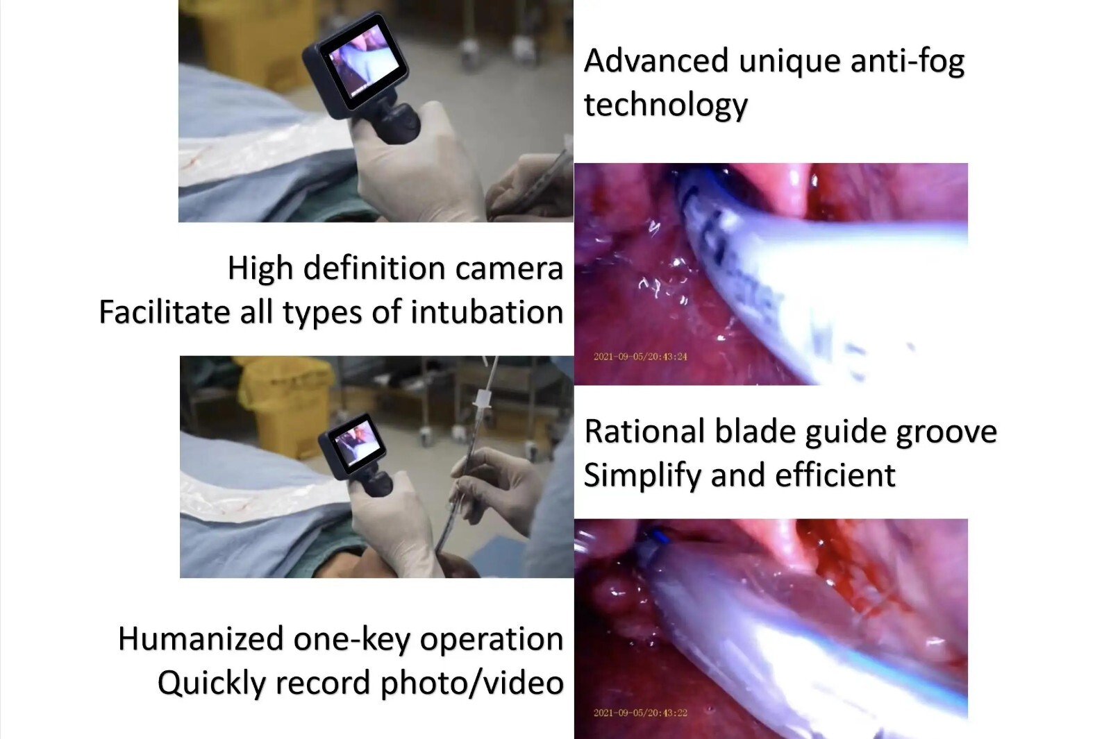 3.5 inch Touch Screen Video Laryngoscope Reusable Sterilizable Blades + suitcase